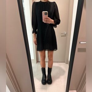 NWT Aritzia Wilfred black long sleeve sheer dress Medium 6